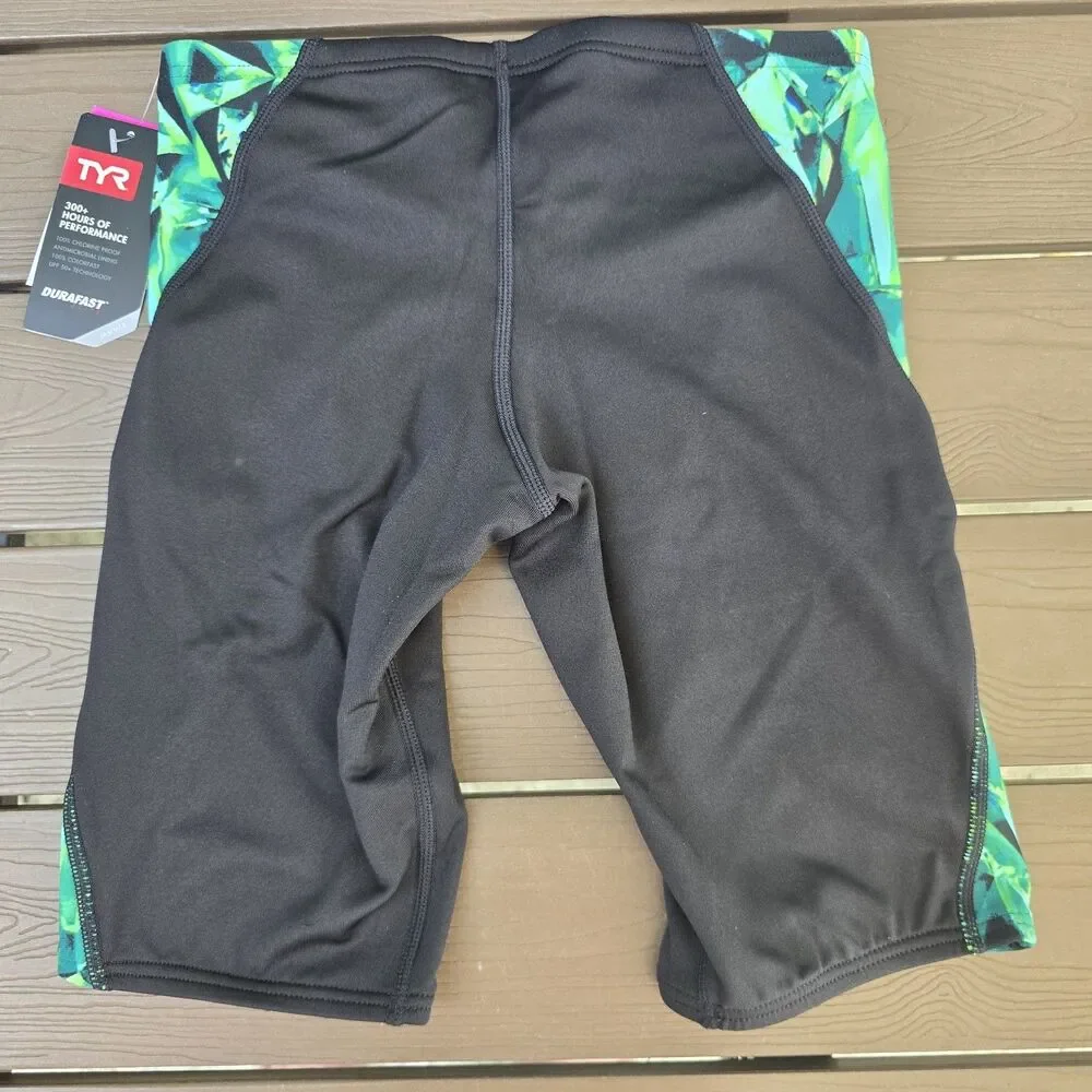 TYR Youth Boy's Durafast Elite Crystallized Green/black Blade Jammer Sz 30 NEW